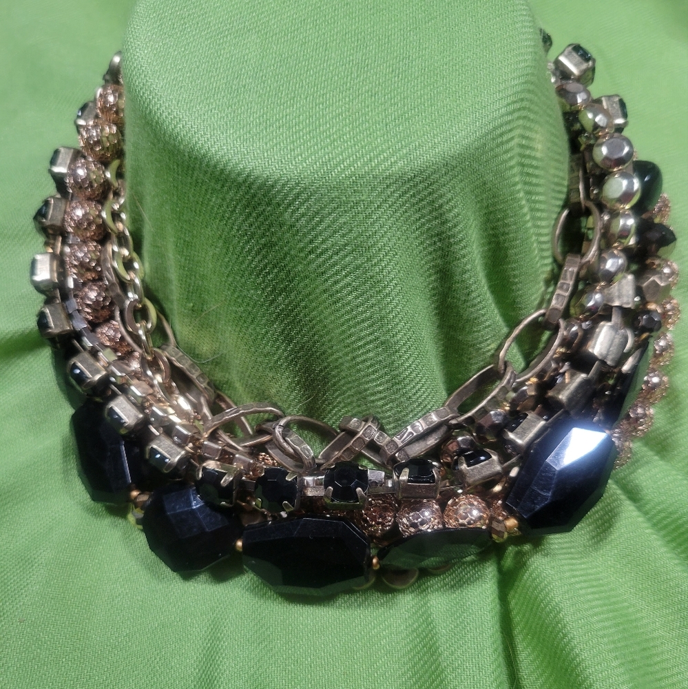 Fun Multi Chain Rhinestone & Beads Choker